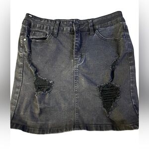 Judy Blue Distressed Black Denim Skirt in size medium .